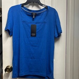 Jones New York Women's Vibrant Blue Short Sleeve Tee